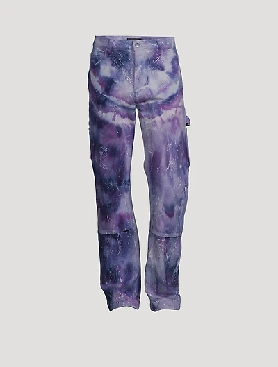 Cracked Tie Dye Straight-Leg Carpenter Jeans