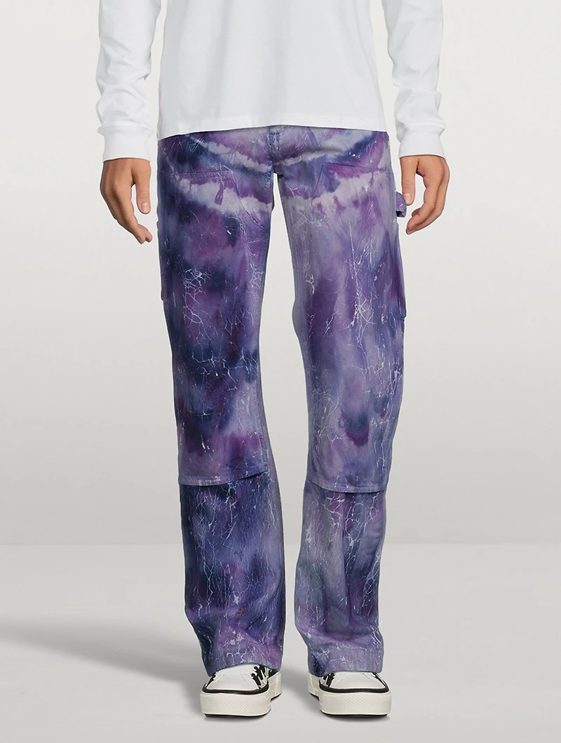 Cracked Tie Dye Straight-Leg Carpenter Jeans