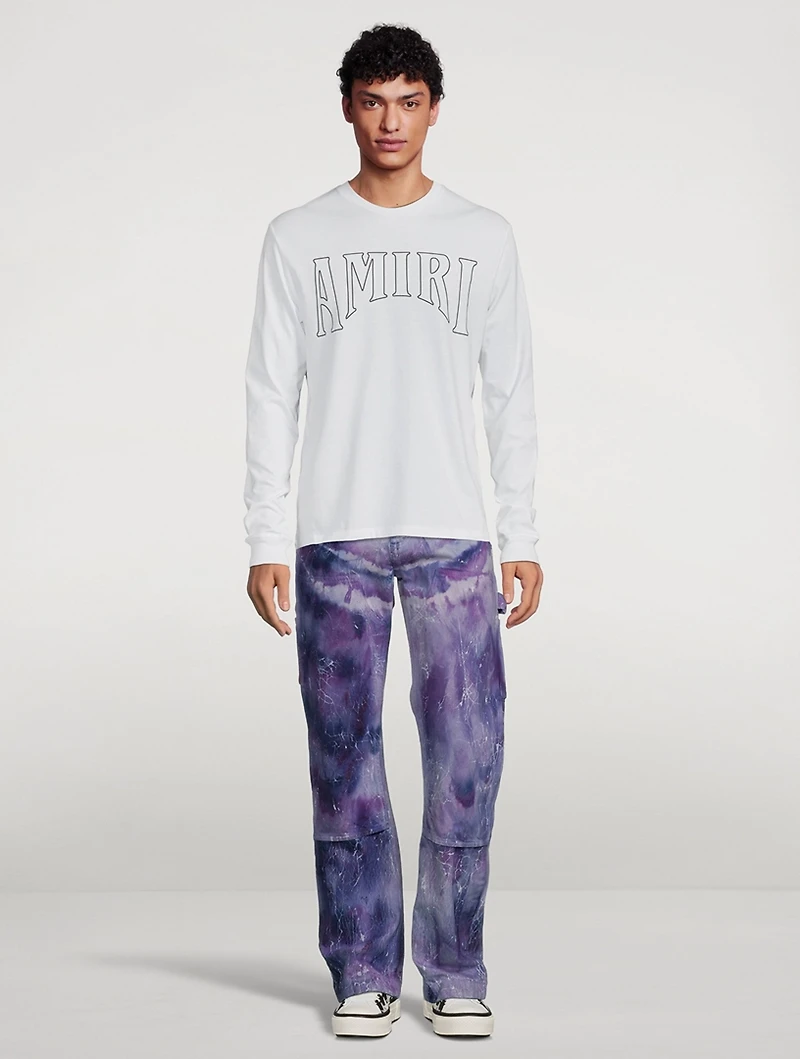 Cracked Tie Dye Straight-Leg Carpenter Jeans