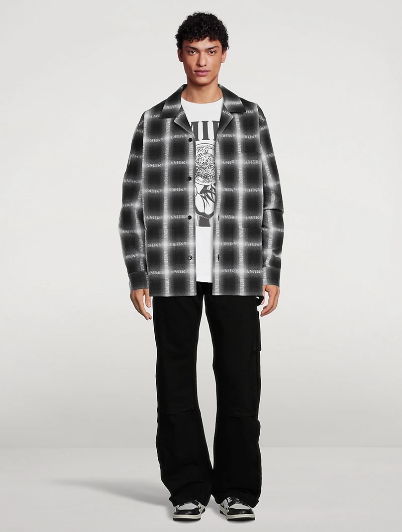 Plaid Shirt Shadow Logo Print