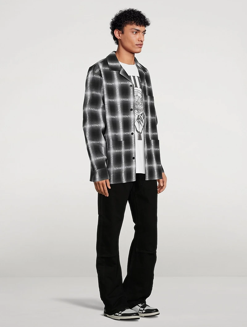 Plaid Shirt Shadow Logo Print
