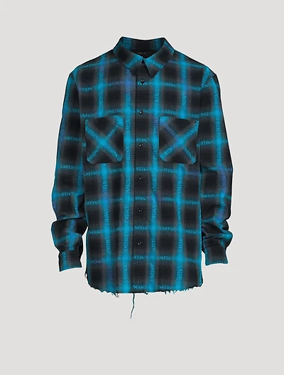 Frayed Hem Plaid Shirt
