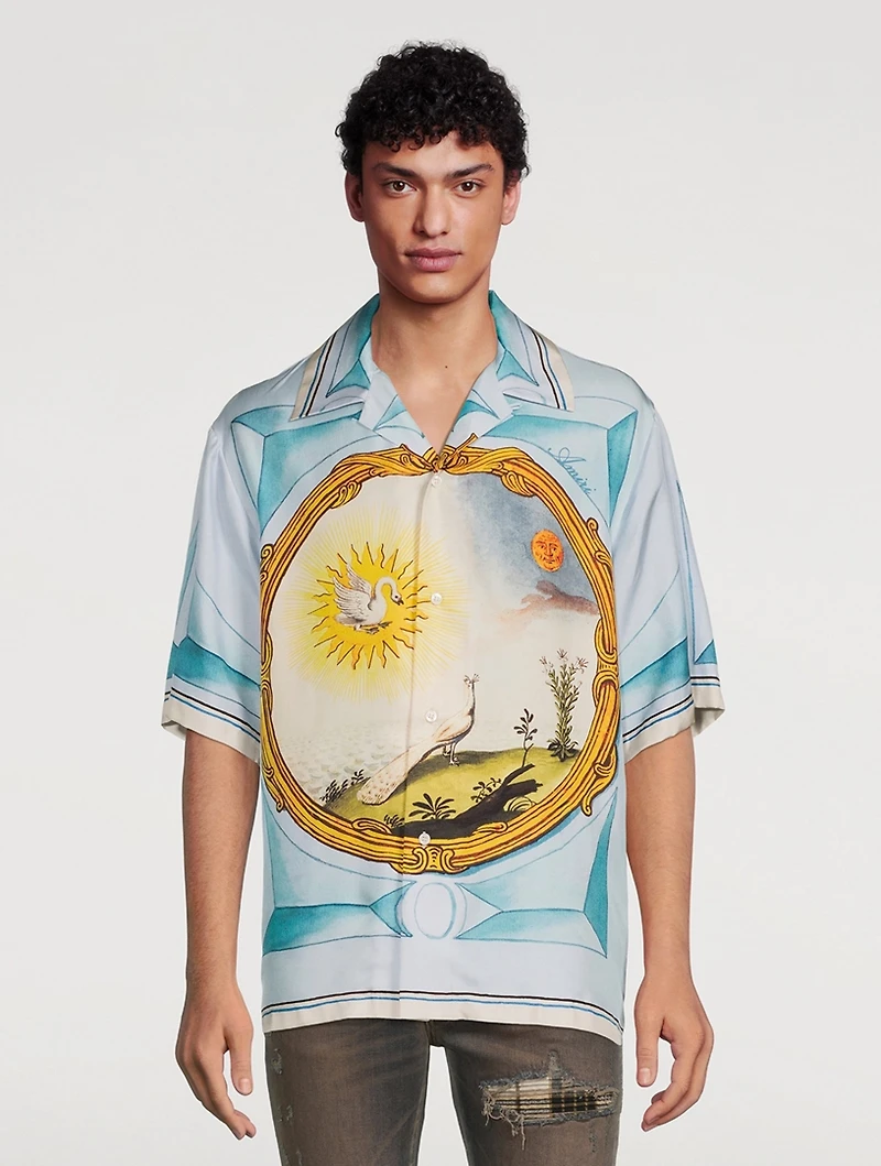 Landscape Frame Silk Bowling Shirt