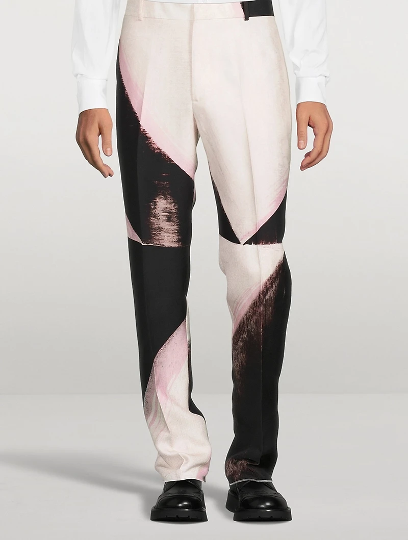Brushstroke Slim-Fit Cigarette Pants