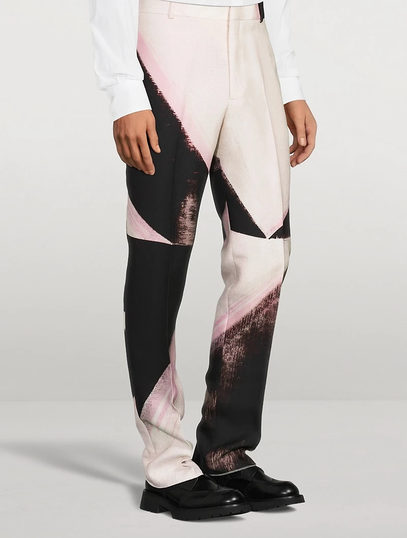 Brushstroke Slim-Fit Cigarette Pants