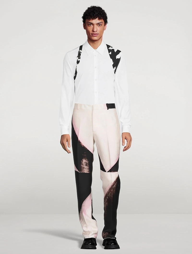 Brushstroke Slim-Fit Cigarette Pants
