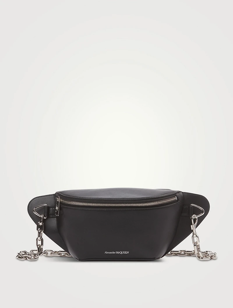 Leather Belt Bag With Biker Chain
