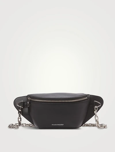 Leather Belt Bag With Biker Chain