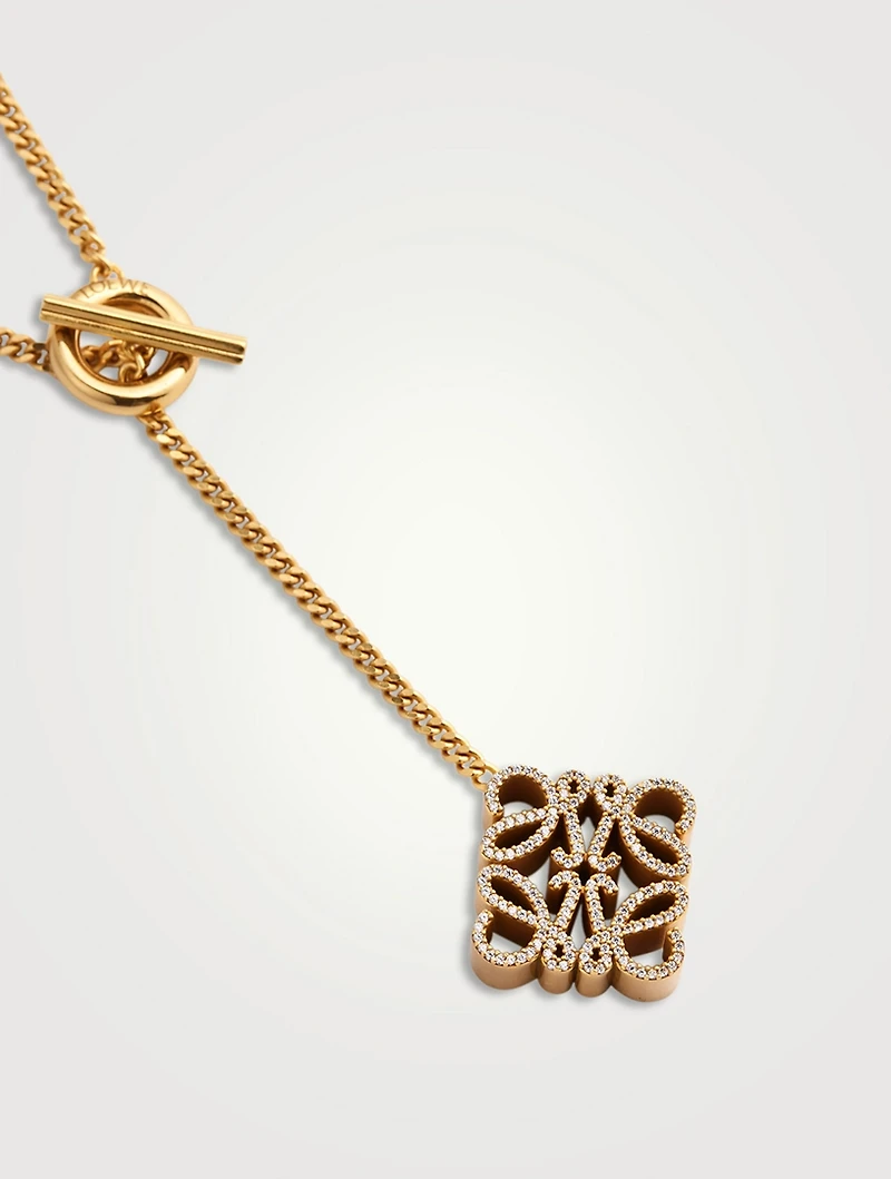 Pavé Anagram Pendant Necklace With Crystal