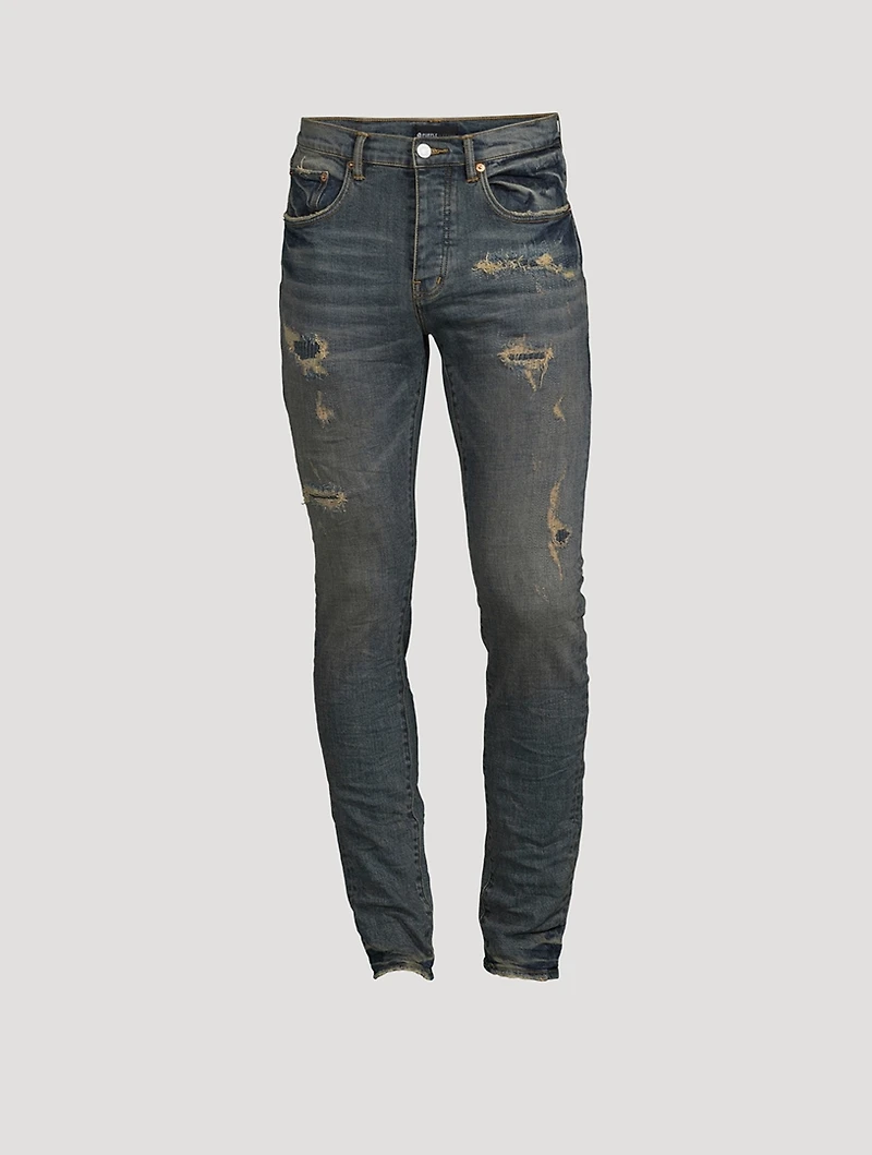 Skinny Jeans With Quilted Destroy Pockets