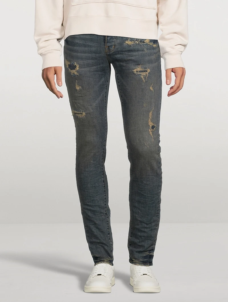 Skinny Jeans With Quilted Destroy Pockets