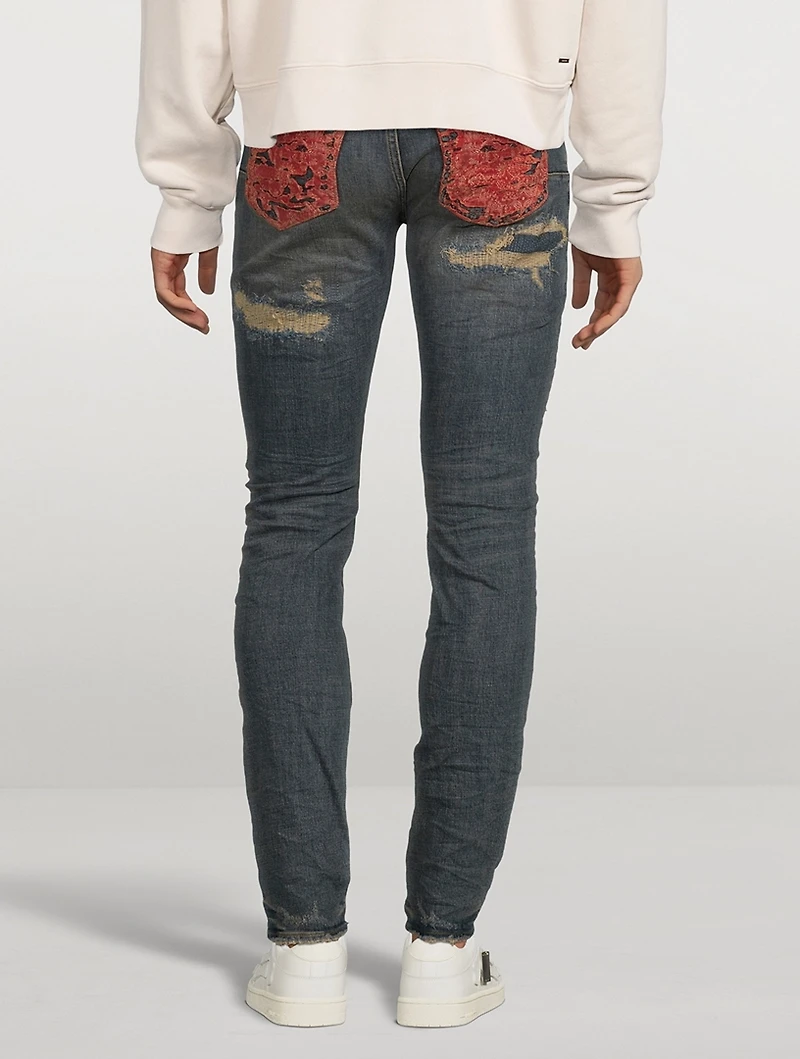 Skinny Jeans With Quilted Destroy Pockets