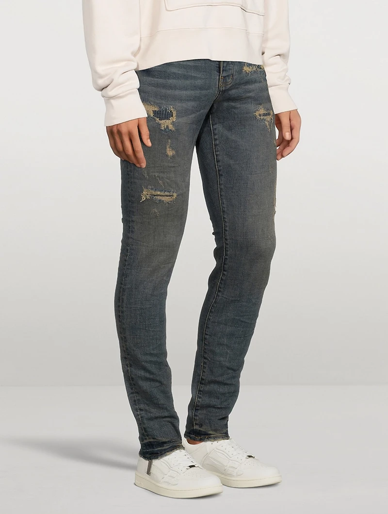 Skinny Jeans With Quilted Destroy Pockets