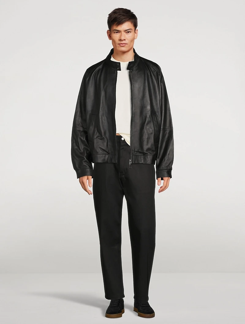 Barnes Leather Zip Bomber Jacket