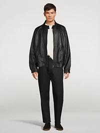 Barnes Leather Zip Bomber Jacket