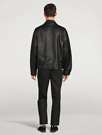 Barnes Leather Zip Bomber Jacket