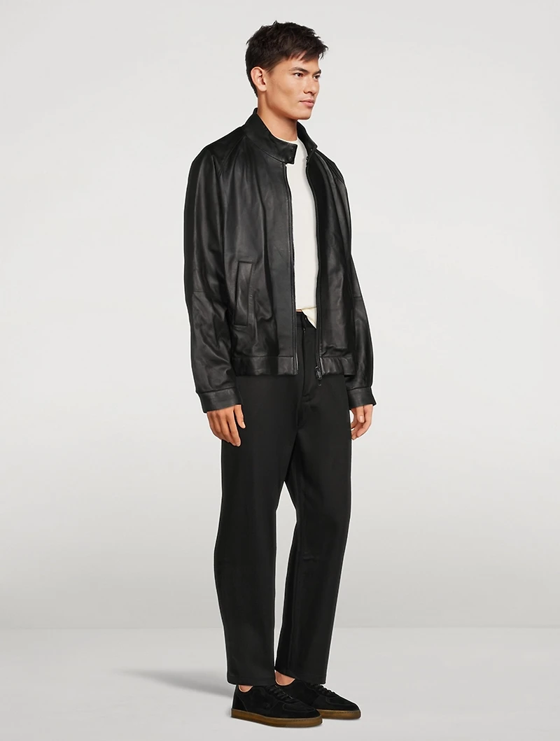 Barnes Leather Zip Bomber Jacket