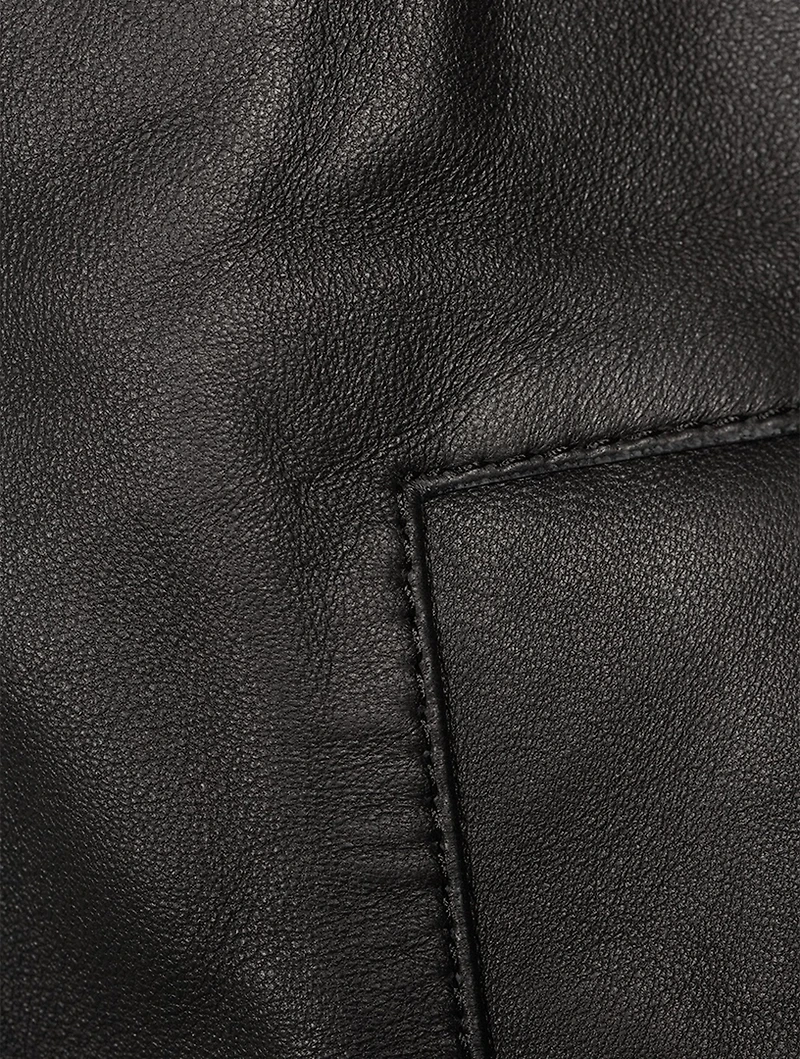 Barnes Leather Zip Bomber Jacket