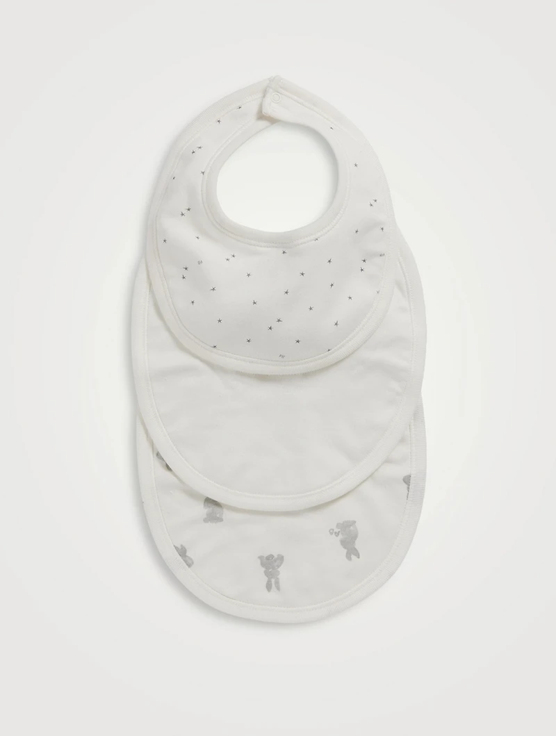 Pack of Three Cotton Printed Bibs