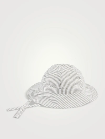 Seersucker Floppy Sun Hat Striped Print