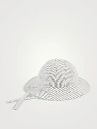 Seersucker Floppy Sun Hat Striped Print