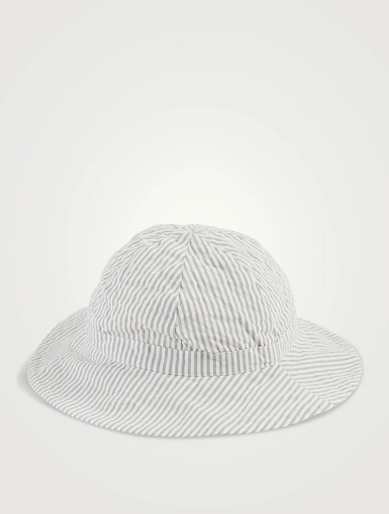 Seersucker Floppy Sun Hat Striped Print
