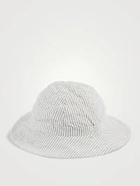 Seersucker Floppy Sun Hat Striped Print