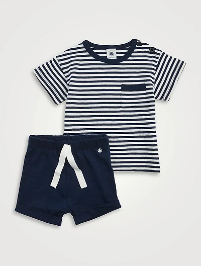 Two-Piece Slub Jersey And Cotton Outfit