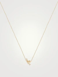 14K White Gold Heart And Diamond Arrow Necklace