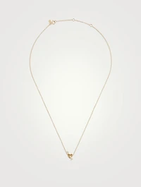 14K White Gold Heart And Diamond Arrow Necklace