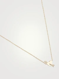 14K White Gold Heart And Diamond Arrow Necklace