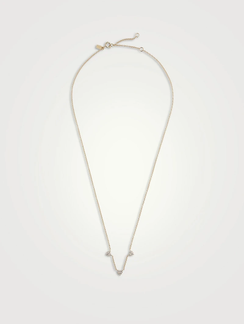 14K Gold Triple Full Cut Diamond Heart Necklace