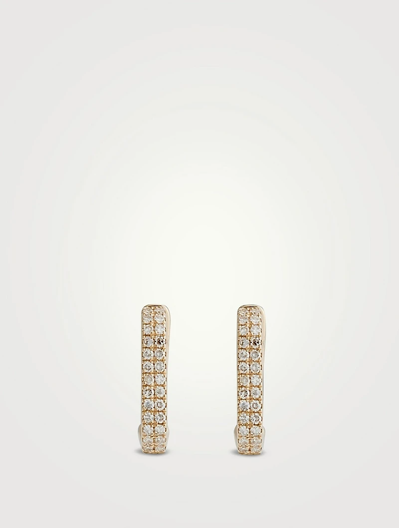 14K White Gold Mini Single Lola Huggie Earring With Diamonds