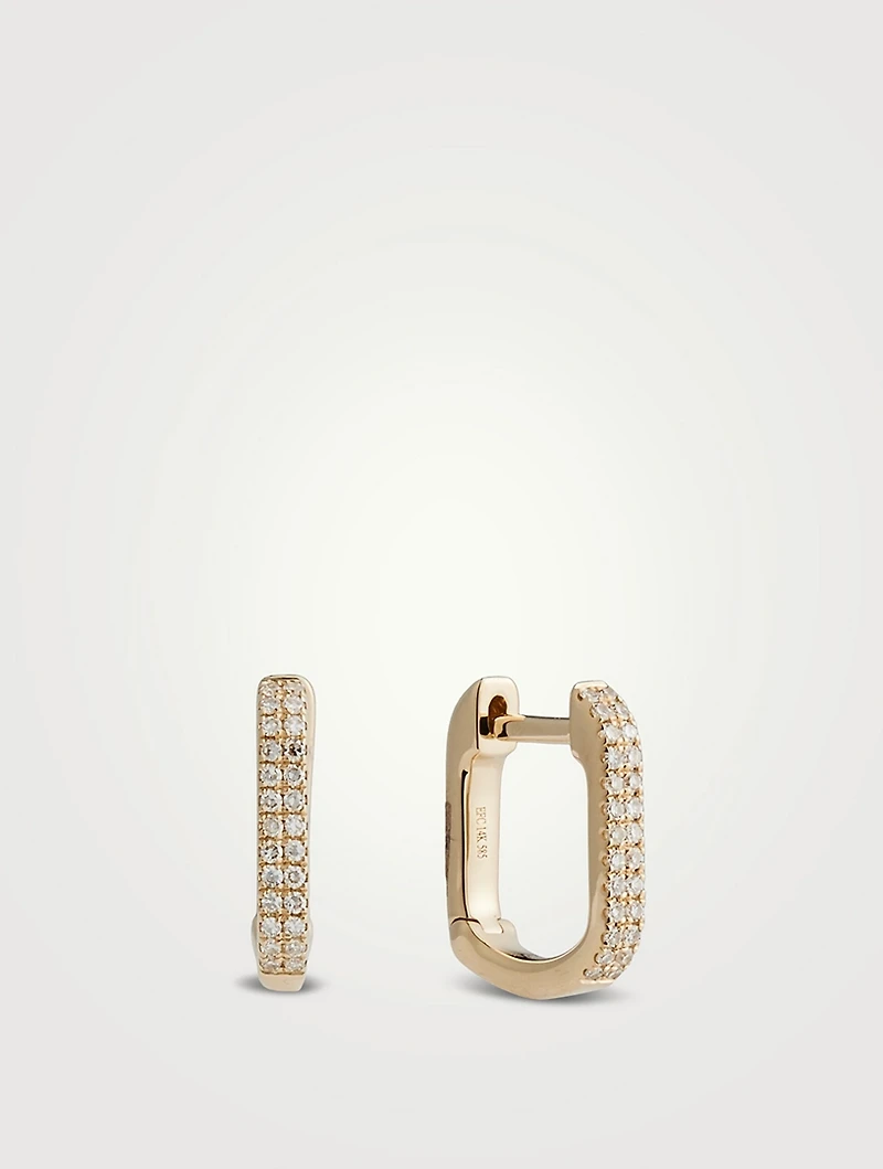 14K White Gold Mini Single Lola Huggie Earring With Diamonds