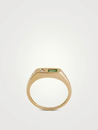 14K Gold Treasure Ring With Emerald And Diamond