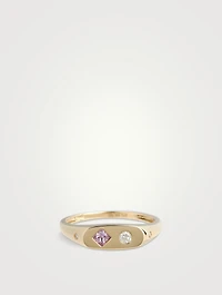 14K Gold Treasure Ring With Pink Sapphire And Diamond