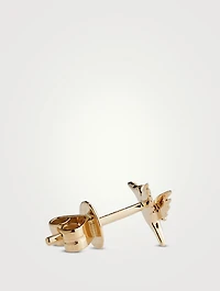 14K White Gold Single Mini Hummingbird Stud Earring With Diamond Eye