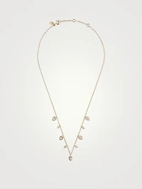 14K Gold Ultimate Teardrop Necklace With White Quartz And Diamonds