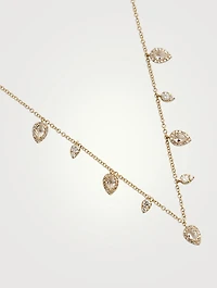 14K Gold Ultimate Teardrop Necklace With White Quartz And Diamonds