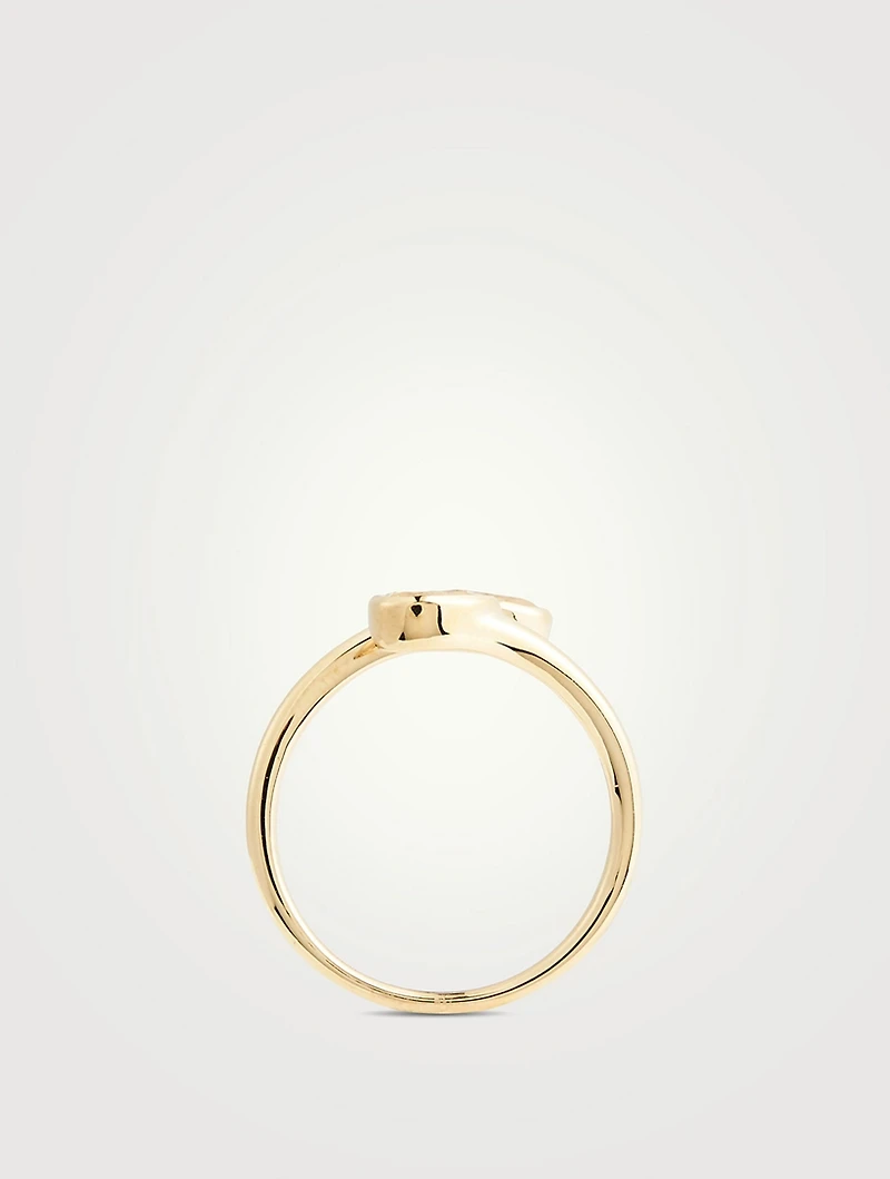 14K Gold White Quartz Double Pear Ring