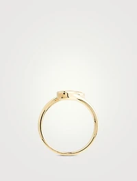 14K Gold White Quartz Double Pear Ring