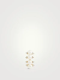 14K Gold Arc Pearl Earring With Diamonds
