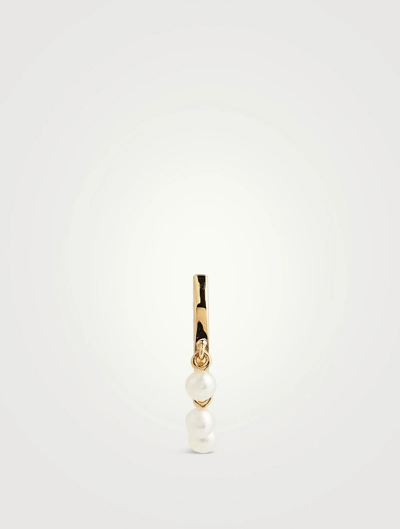 14K Gold Shimmy Hoop Earring With Pearls