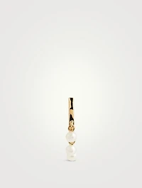 14K Gold Shimmy Hoop Earring With Pearls