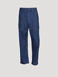 Cotton And Linen Denim Cargo Pants