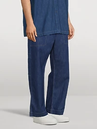 Cotton And Linen Denim Cargo Pants