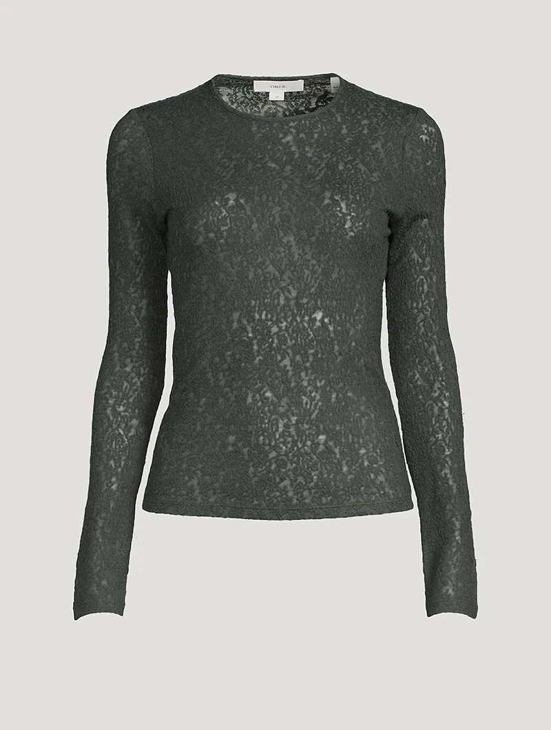 Wool-Blend Lace Fitted Shirt
