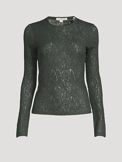 Wool-Blend Lace Fitted Shirt