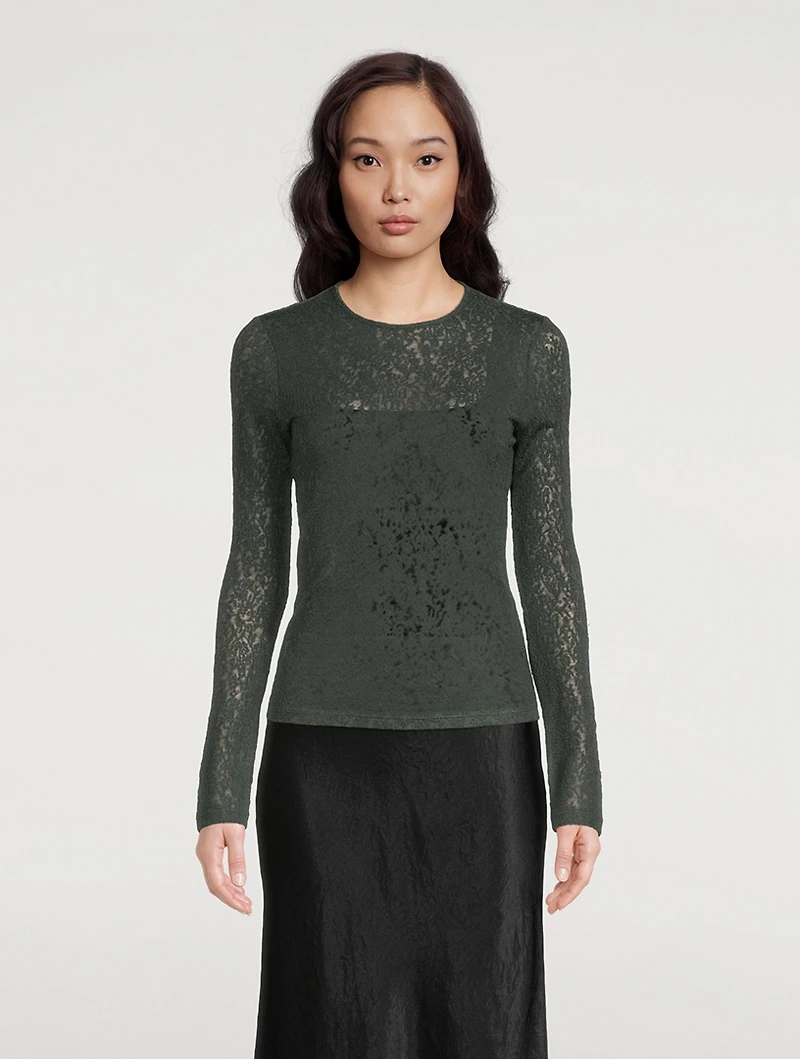Wool-Blend Lace Fitted Shirt