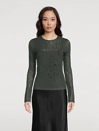 Wool-Blend Lace Fitted Shirt